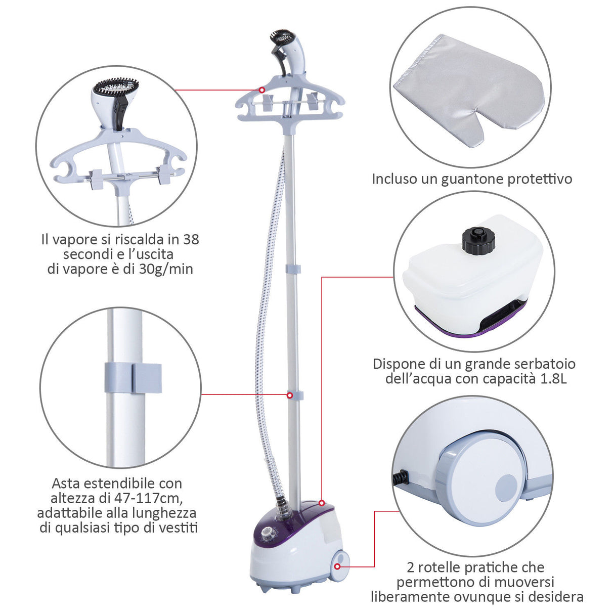easycomfort easycomfort stiratrice a vapore professionale verticale serbatoio 1 8l 1800w ean 8054144131818