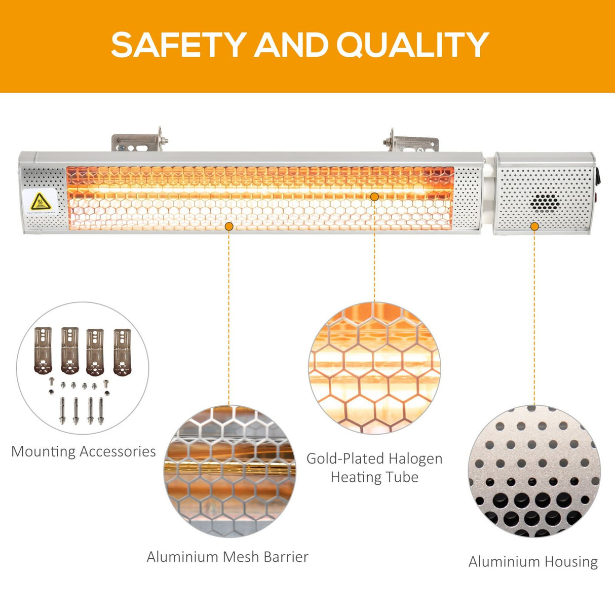 easycomfort easycomfort stufa da esterno elettrica 1000w2000w pannello riscaldante a parete con telecomando in alluminio 67 5x10 5x7cm grigio