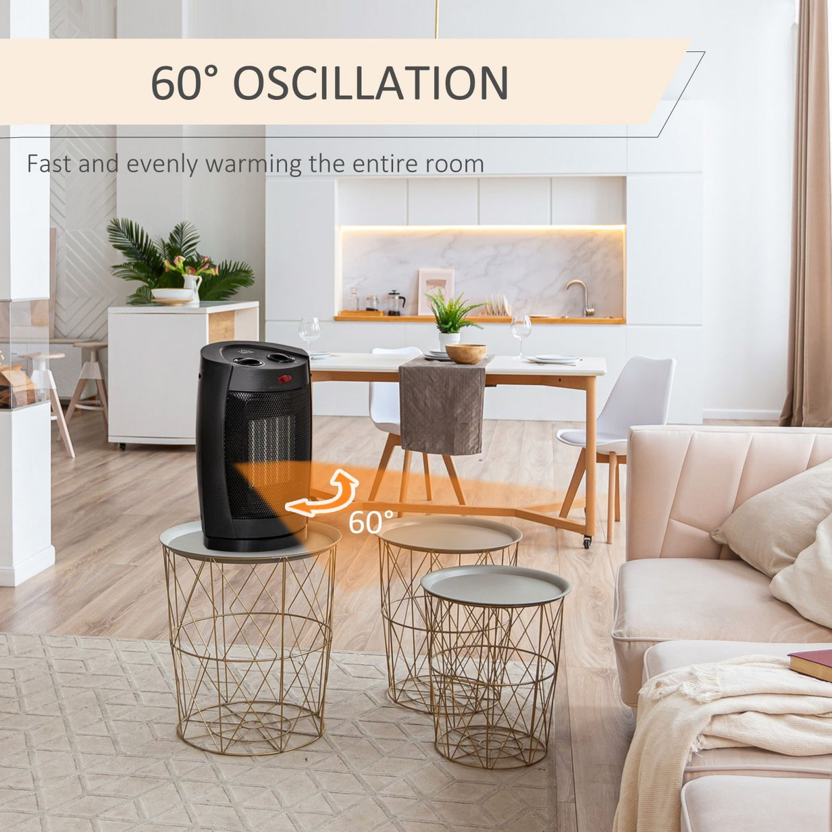 easycomfort easycomfort stufetta elettrica ceramica oscillante a 60 aria e temperatura regolabili 6 38c potenza 900w1500w 19 5x14 8x28cm nero