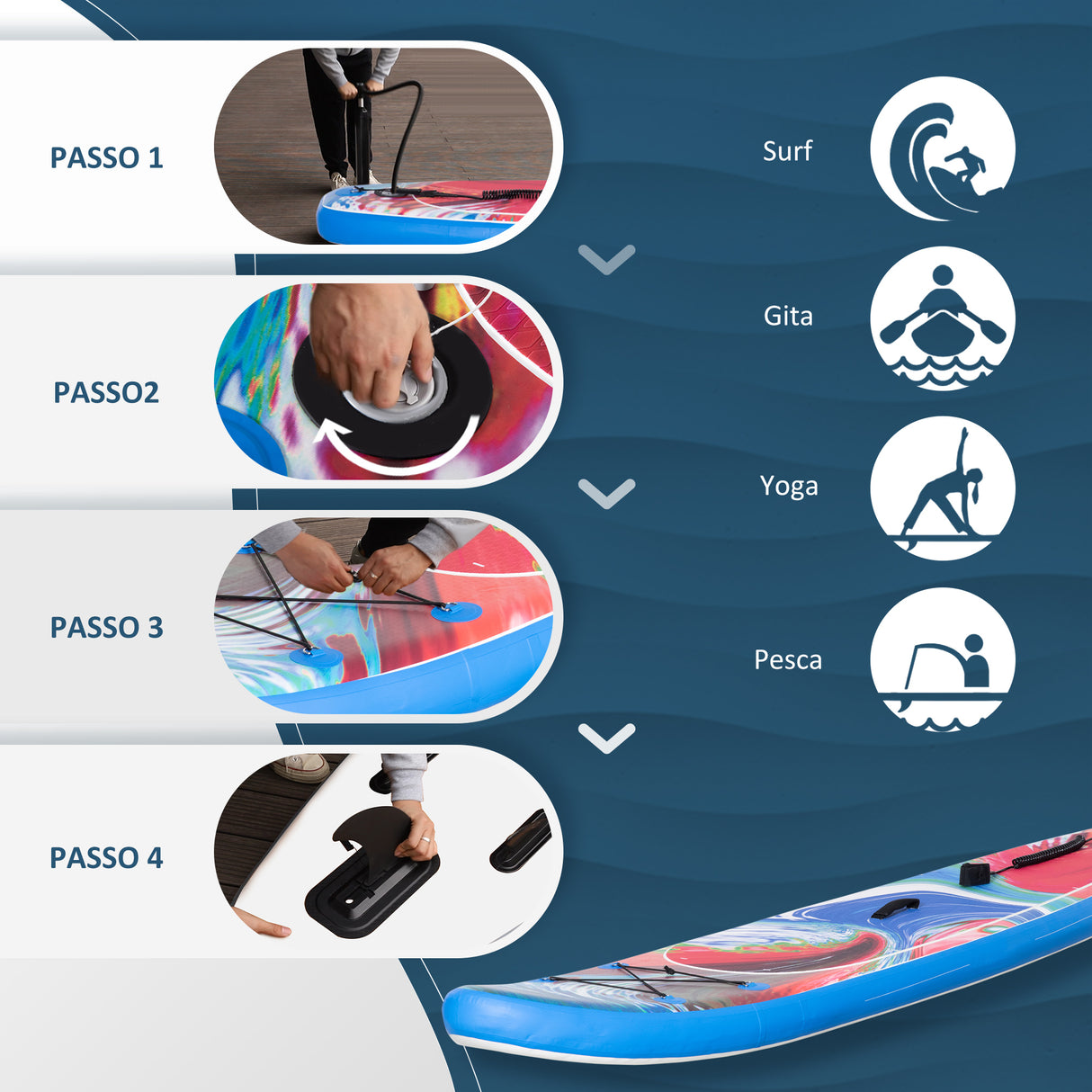 easycomfort easycomfort sup gonfiabile con pagaia zaino di trasporto e accessori 300x76x15cm blu e bianco