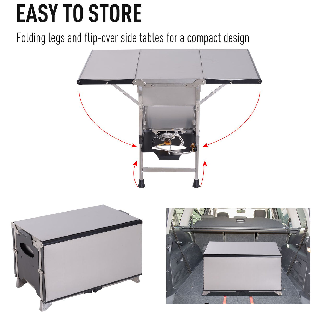 easycomfort easycomfort tavolino barbecue bbq portatile con fornello a gas pieghevole in alluminio argento 104 2x85 5x55cm ean 8055776916705
