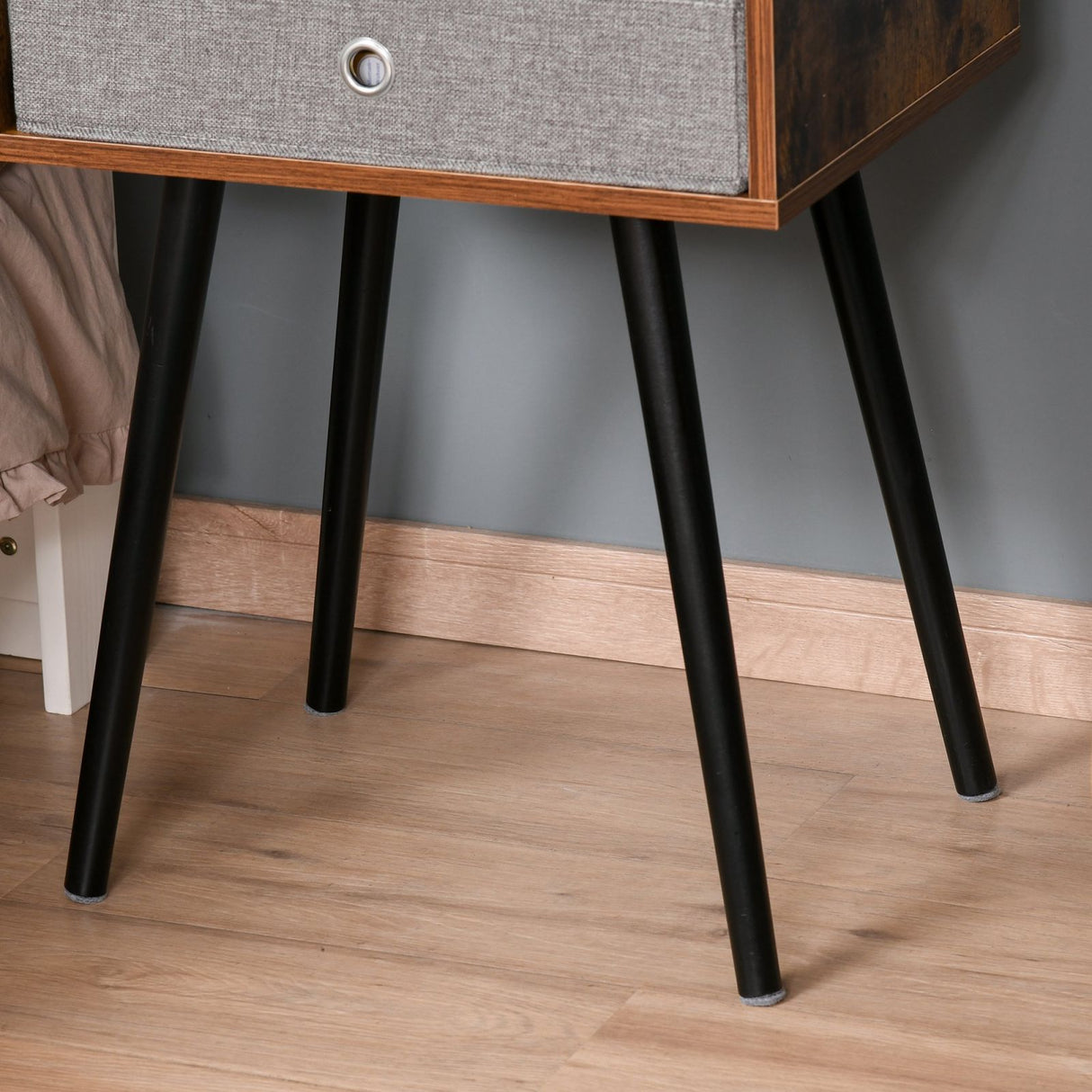 easycomfort easycomfort tavolino da salotto con cassetto in tessuto pieghevole tavolo vintage in legno 48x38x61cm marrone e nero ean 8054111848725