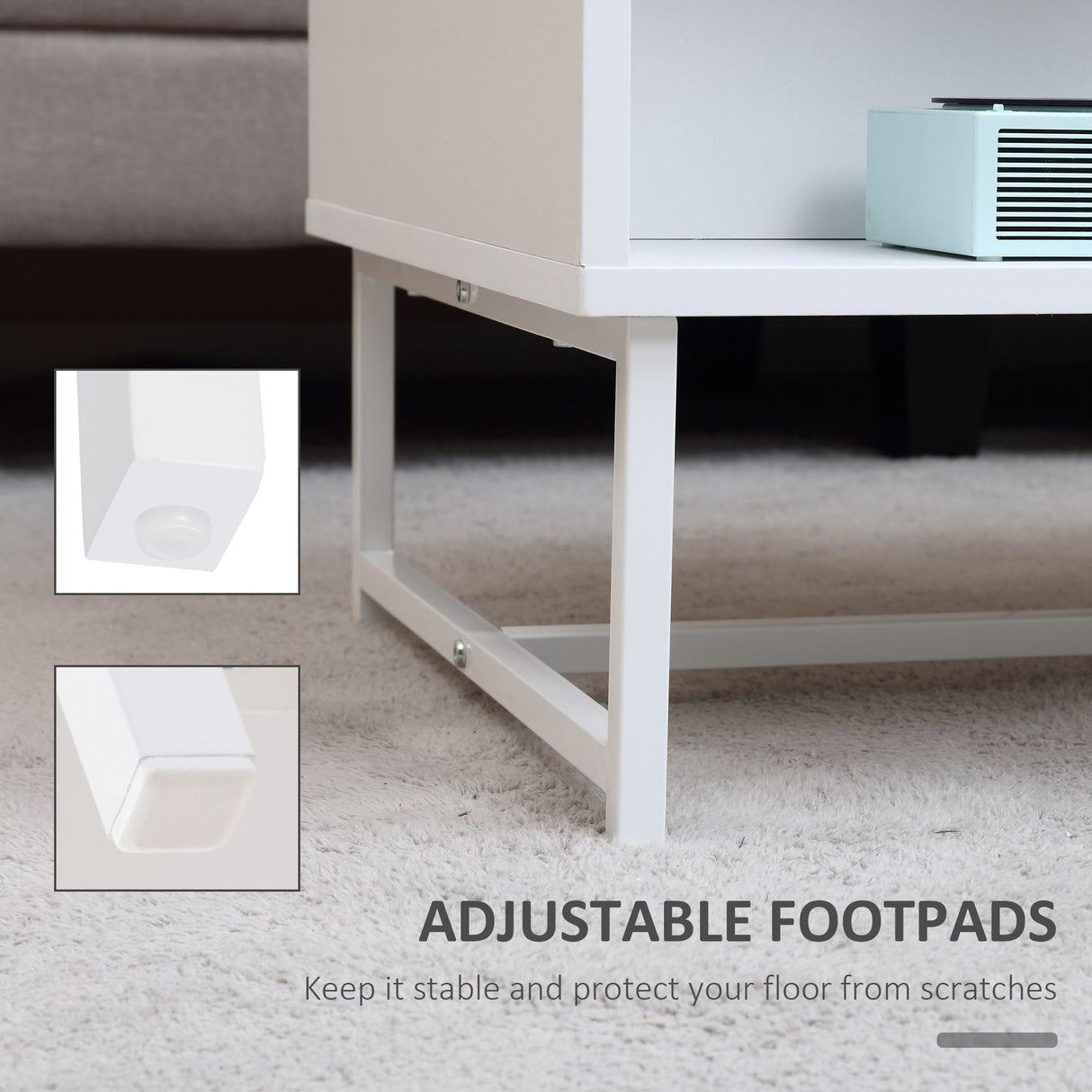 easycomfort easycomfort tavolino da salotto rettangolare con cassetti in legno e metallo 100x50x40cm bianco