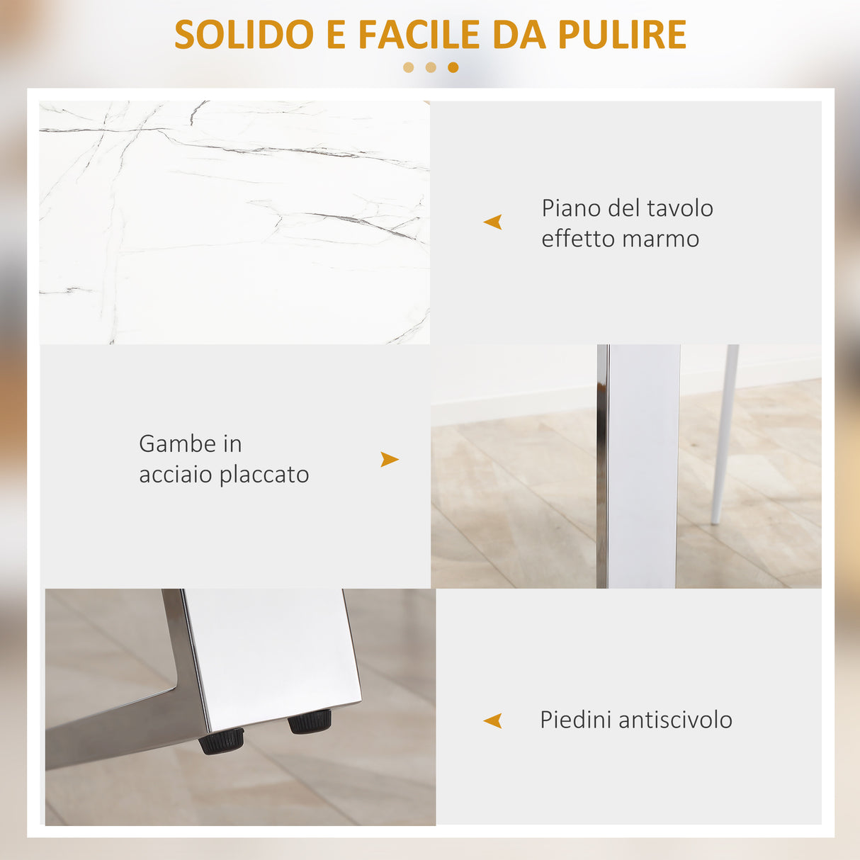 easycomfort easycomfort tavolo da pranzo rettangolare per 6 8 persone effetto marmo 160x90x75cm bianco