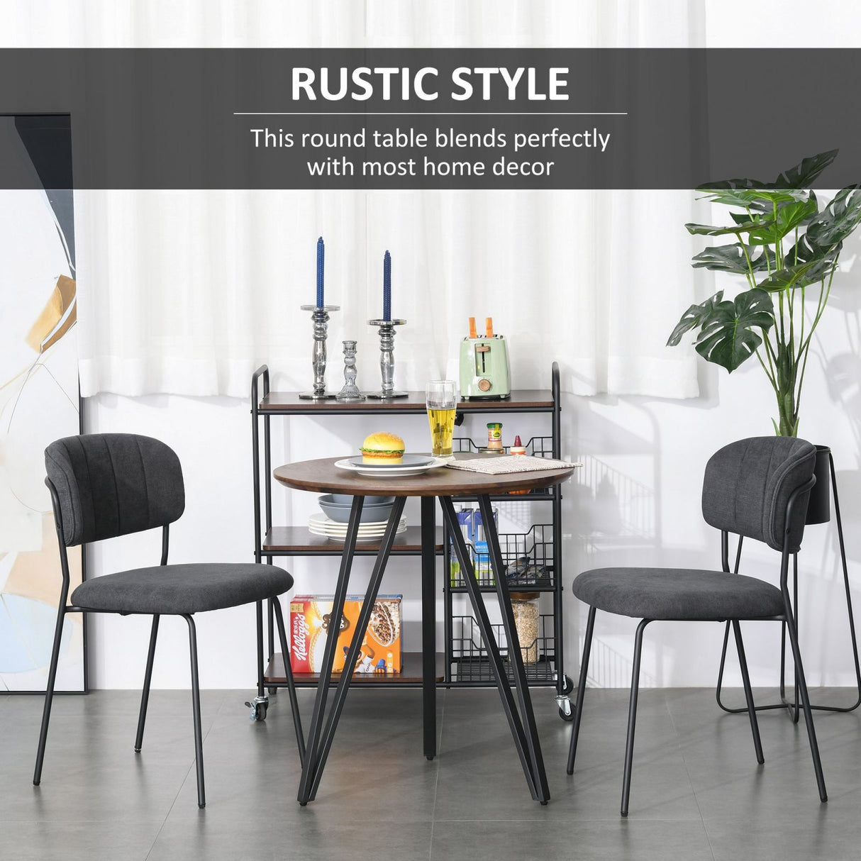 easycomfort easycomfort tavolo rotondo stile industriale multiuso in legno e metallo nero 70cm