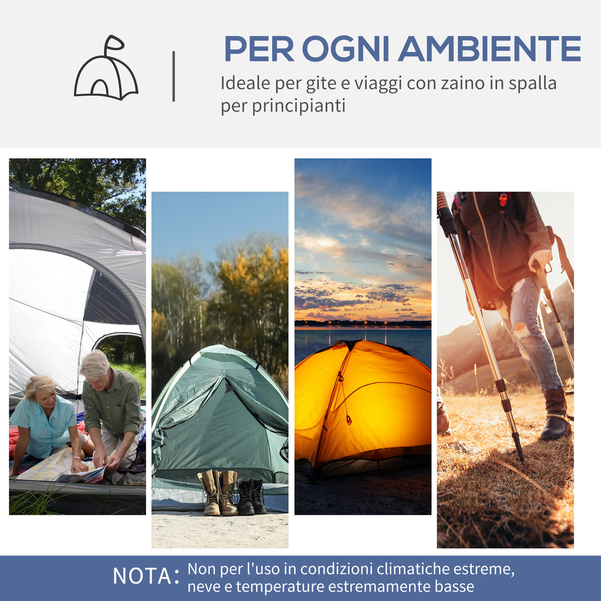 easycomfort easycomfort tenda da campeggio 6 8 persone 4 porte a cerniera borsa e gancio 350x350x230cm bianca e blu