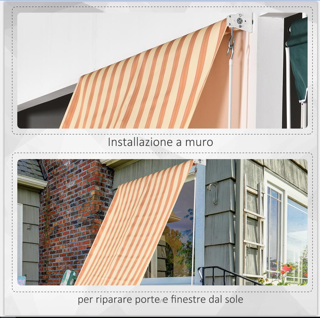 easycomfort easycomfort tenda da sole avvolgibile 2 braccia regolabili a righe bianca e arancione 300 x 245 cm ean 8054144136493