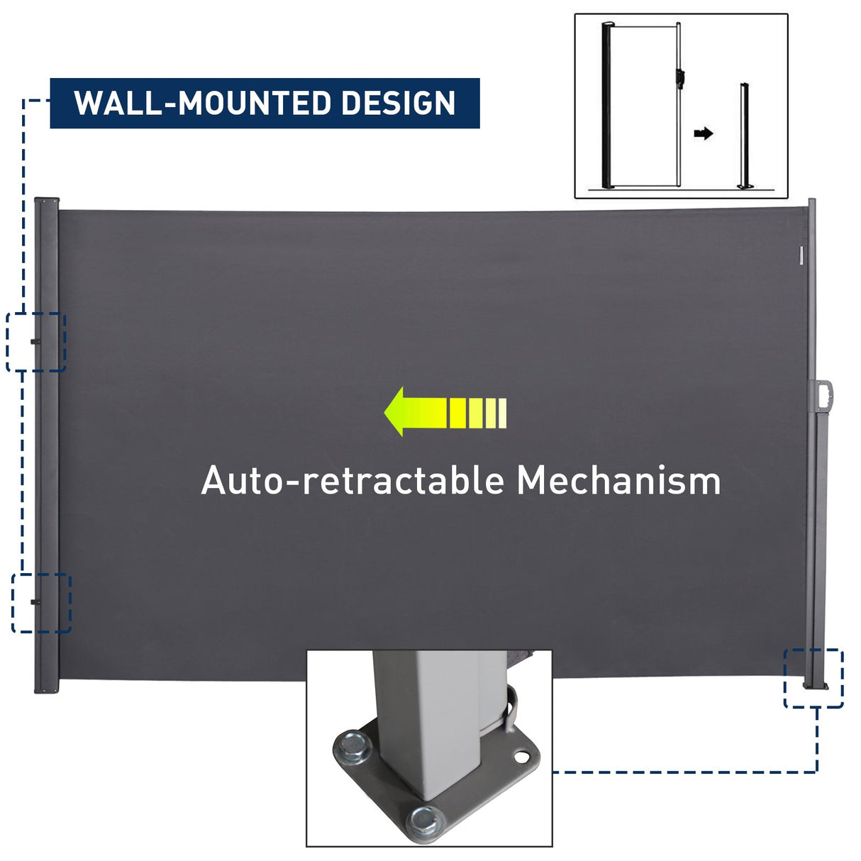 easycomfort easycomfort tenda da sole laterale frangivista estensibile 0 3m in poliestere grigio ean 8054111844543