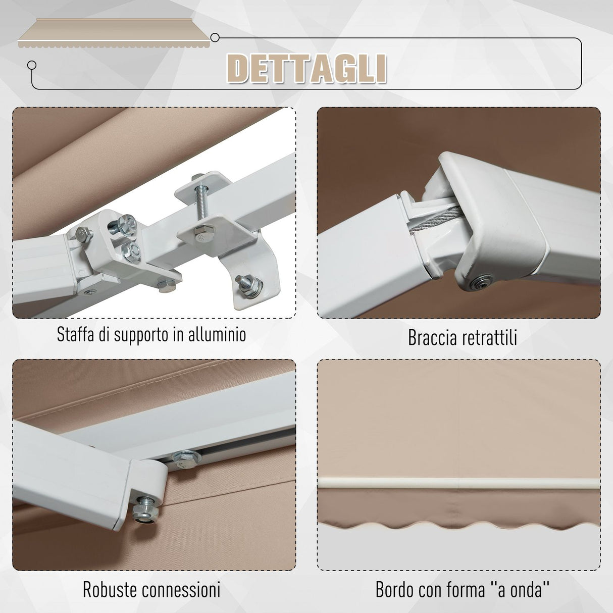 easycomfort easycomfort tenda da sole per esterno a bracci 3 5x2 5m con manovella metallo e poliestere beige ean 8055776912967