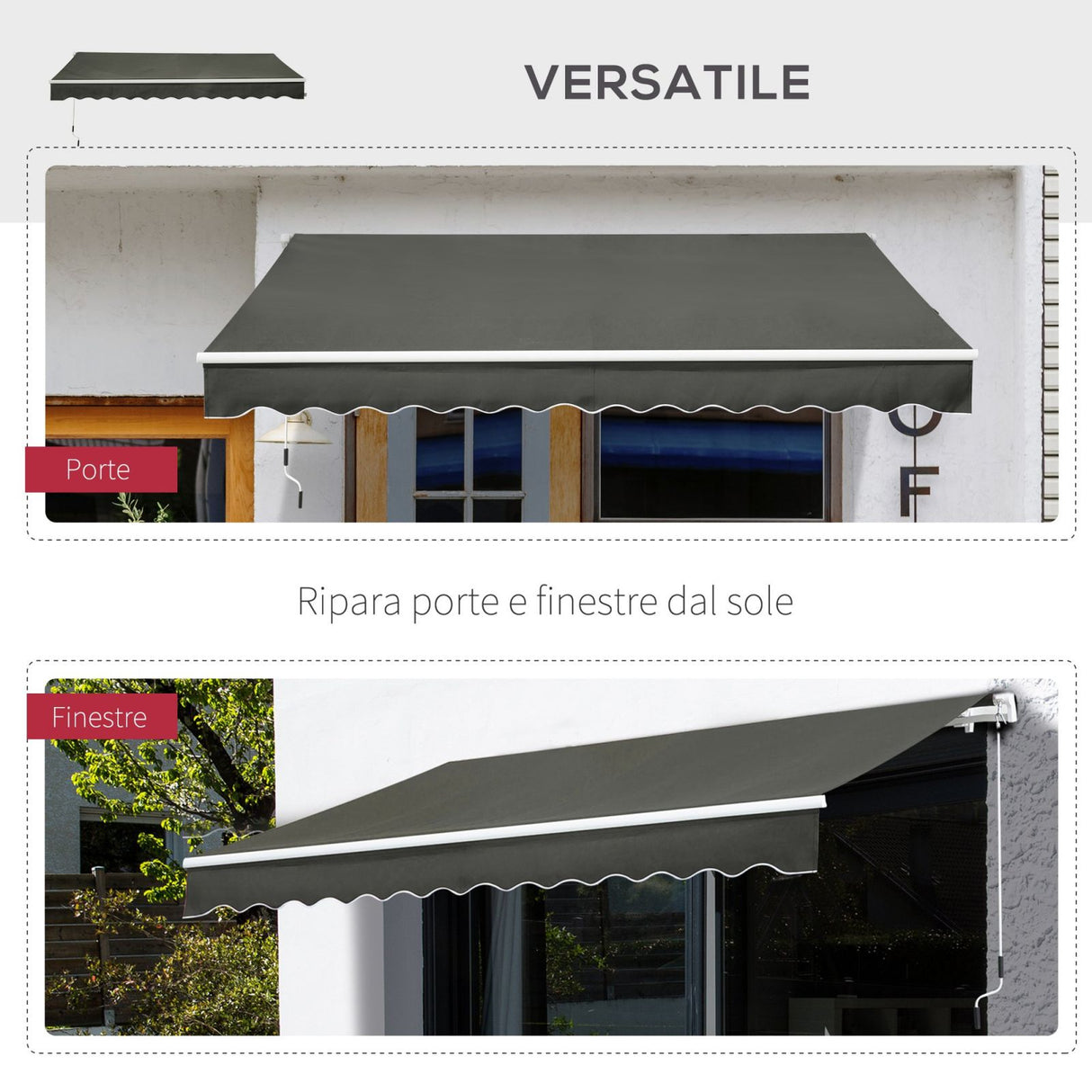 easycomfort easycomfort tenda da sole per esterno a bracci con manovella 3 5x2 5m grigio ean 8055776913520