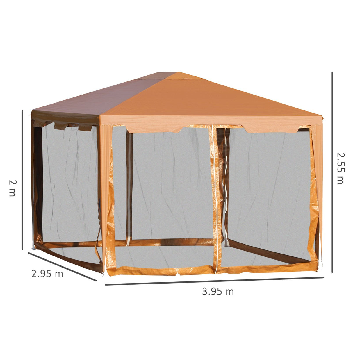 easycomfort easycomfort tenda gazebo da giardino pieghevole con zanzariera in metallo e pe 395x295cm marrone ean 8054144136578