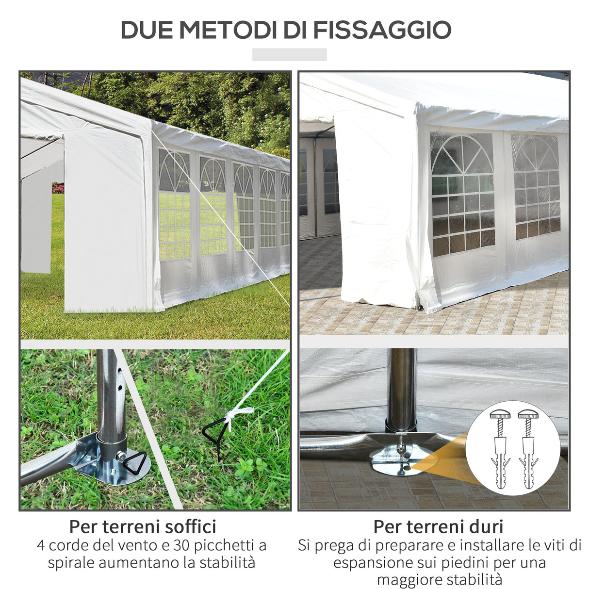 easycomfort easycomfort tendone da giardino con pareti removibili in acciaio e pp 12x6x3 2 m bianco