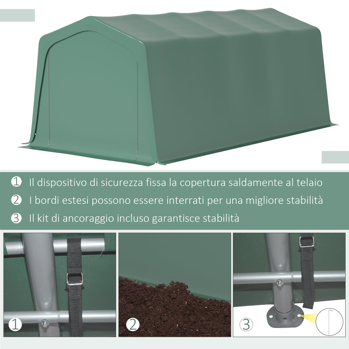 easycomfort easycomfort tendone da giardino per auto con ingresso a cerniera e picchetti 600x255 310x255cm verde