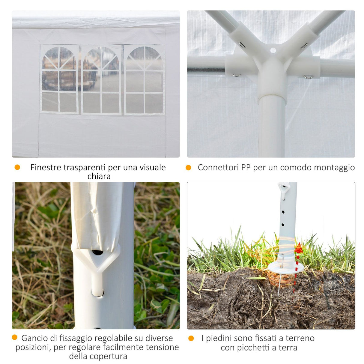 easycomfort easycomfort tendone gazebo 6x3m con pareti laterali rimovibili per giardino bianco ean 8055776912004