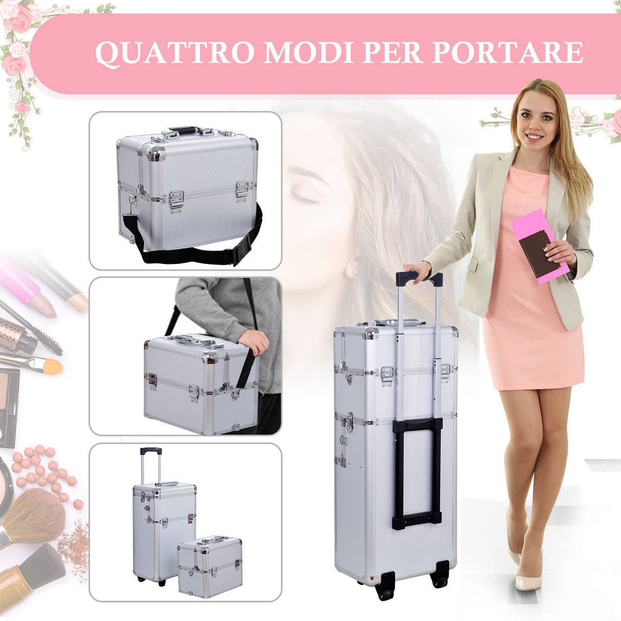 easycomfort easycomfort trolley make up artist professionale beauty case trucco in alluminio ean 8055776914862