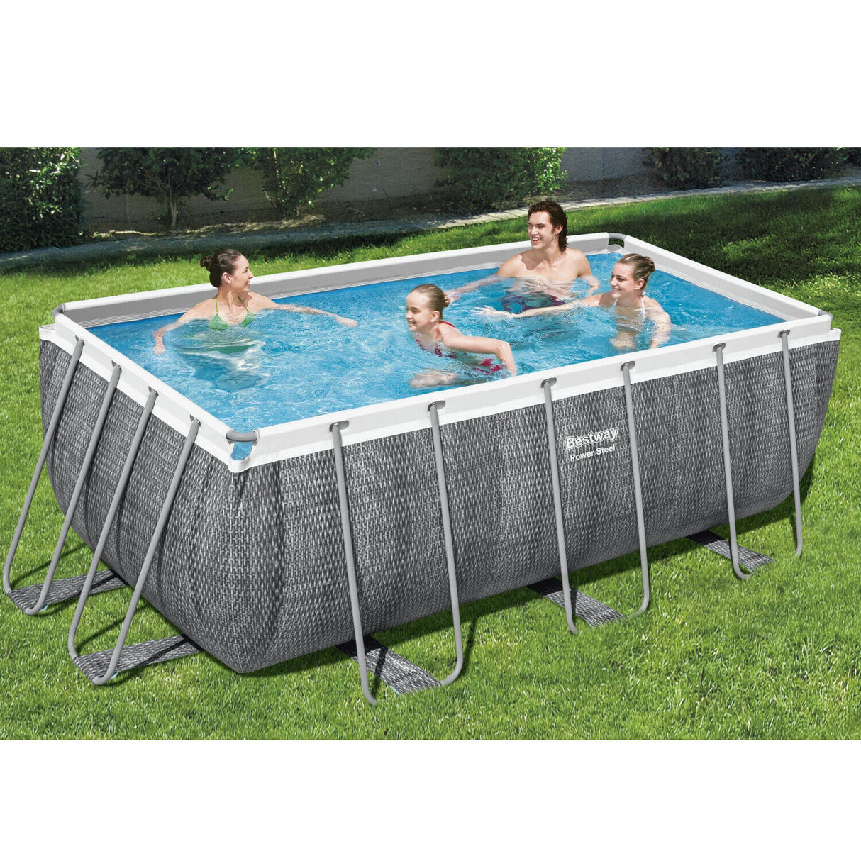 bestway piscina fuori terra bestway 56722 frame pool power steel 412x201x122h scaletta rampa esternapompa filtrante 8 124 litri
