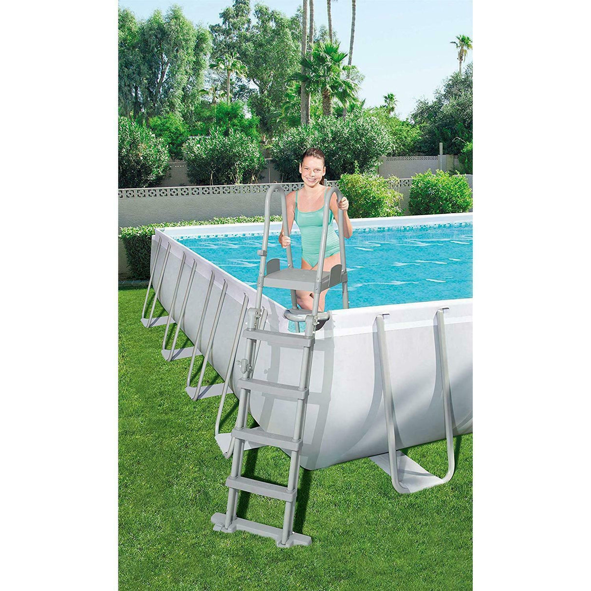 bestway piscina fuori terra bestwey 56623 power steel top di coperturascaletta rampa esternapompa filtrante 956x488x132h 52 231 litri