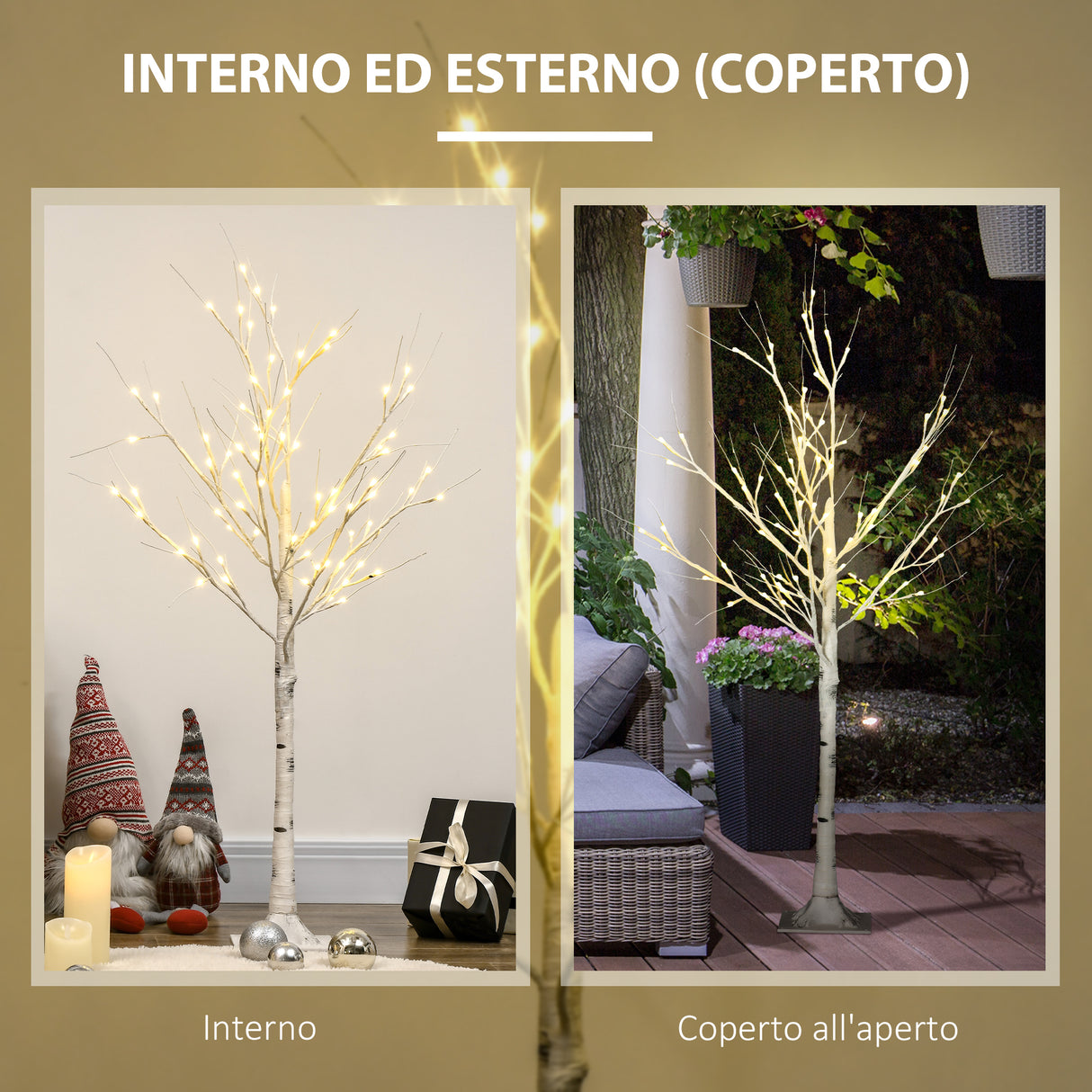 easycomfort easycomfort albero di natale bianco piccolo in pp e metallo con 72 luci led per interni ed esterni 17x17x120 cm