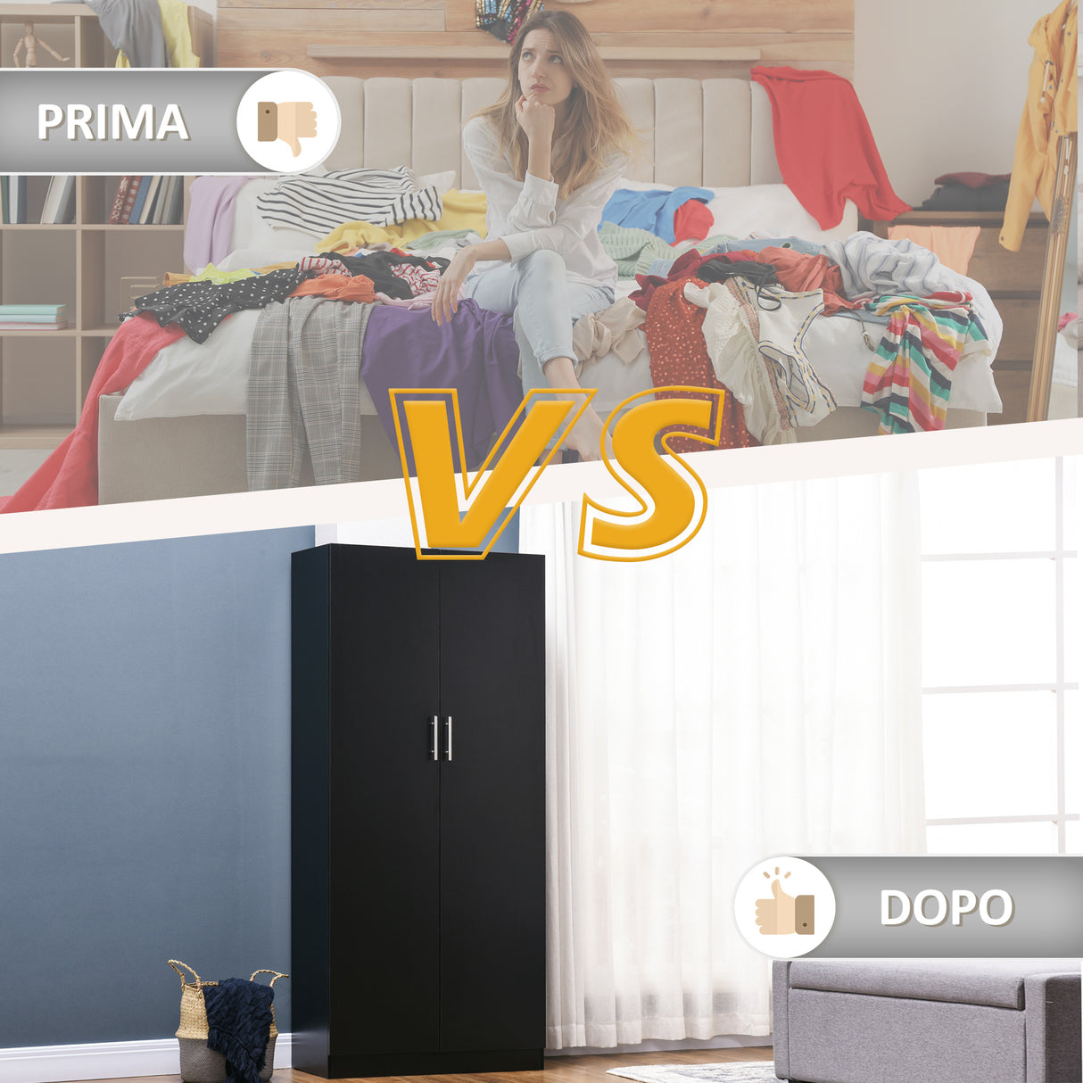 easycomfort easycomfort armadio 2 ante moderno con 4 ripiani guardaroba in legno mdf 80x40x180cm nero