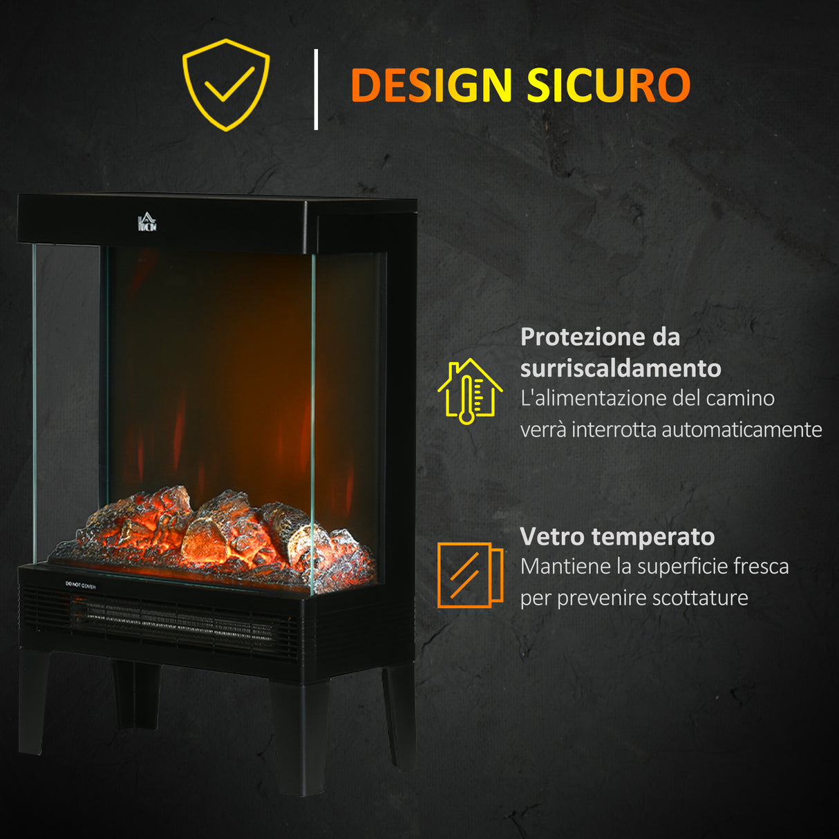 easycomfort easycomfort camino elettrico 1000w 2000w con fiamma led realistica e controllo temperatura 40 5x20x62 cm nero
