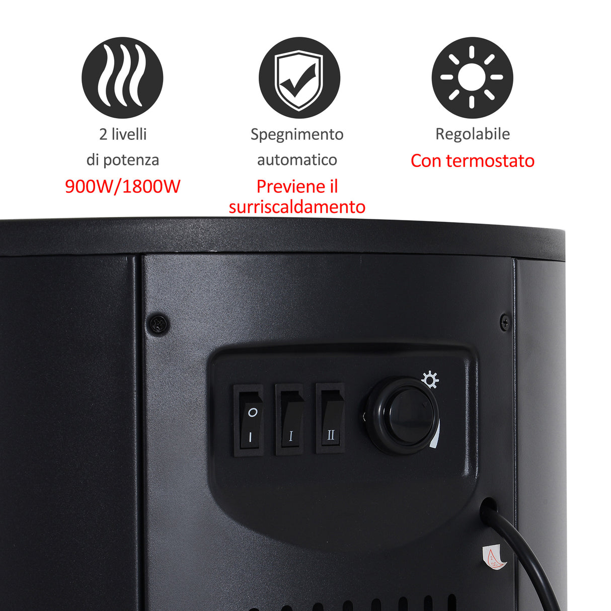 easycomfort easycomfort camino elettrico da terra potenza 900w2000w con effetto fiamma 41 41 64 5cm nero ean 8055776913162