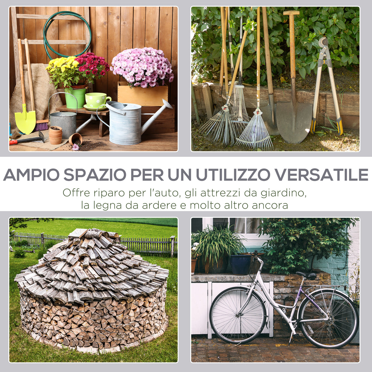 easycomfort easycomfort casetta da giardino e tenda garage 2x2m per auto e bici acciaio e copertura anti uv grigio