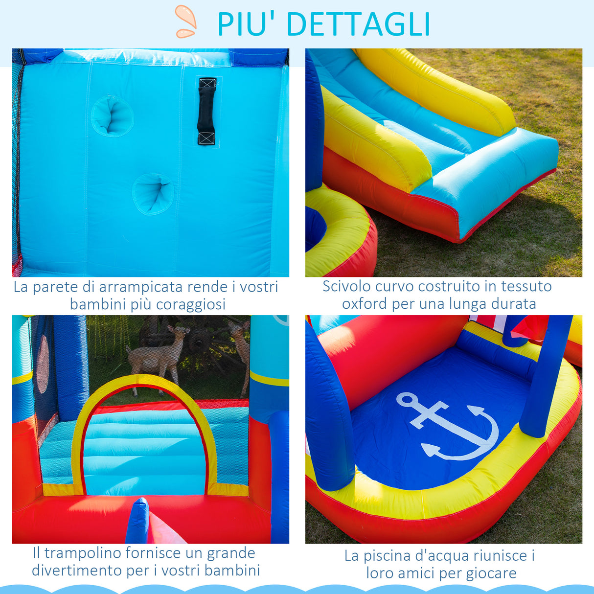 easycomfort easycomfort castello gonfiabile 4 in 1 bimbi 3 8 anni scivolo e piscina 265x260x200cm