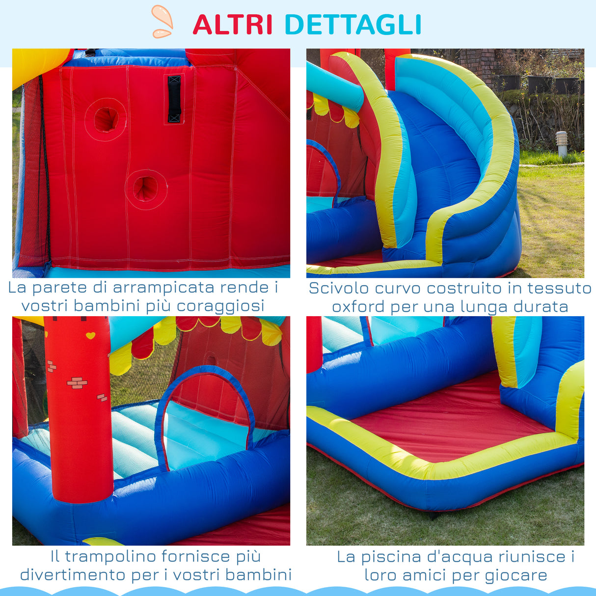 easycomfort easycomfort castello gonfiabile 4 in 1 per bimbi 3 8 anni con scivolo e piscina 290x270x230cm