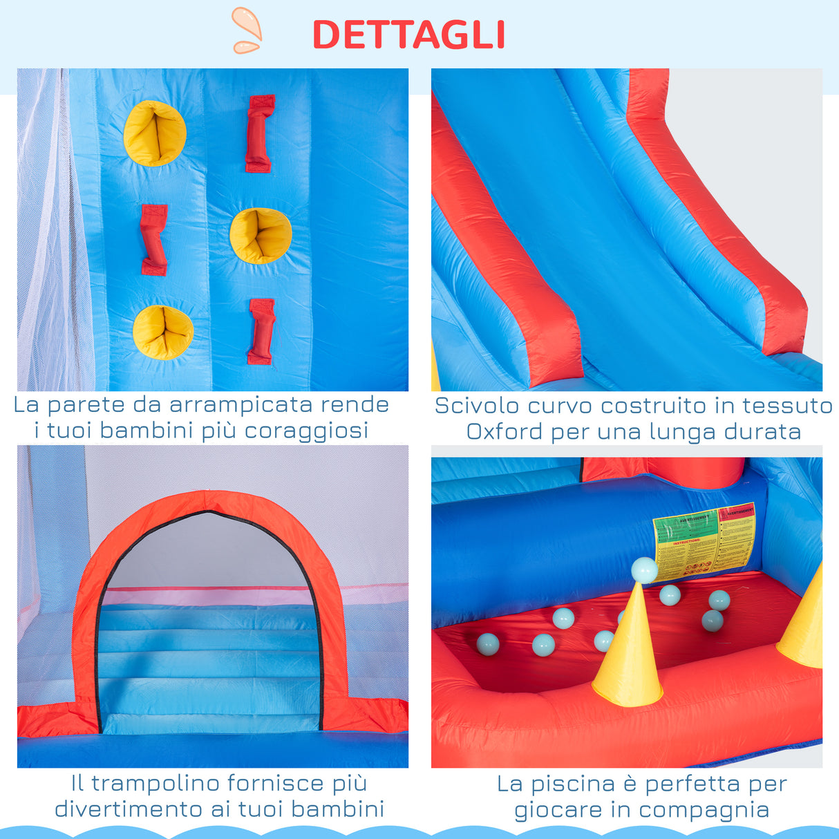 easycomfort easycomfort castello gonfiabile per bambini con scivolo trampolino piscina e parete da arrampicata 333x280x210cm