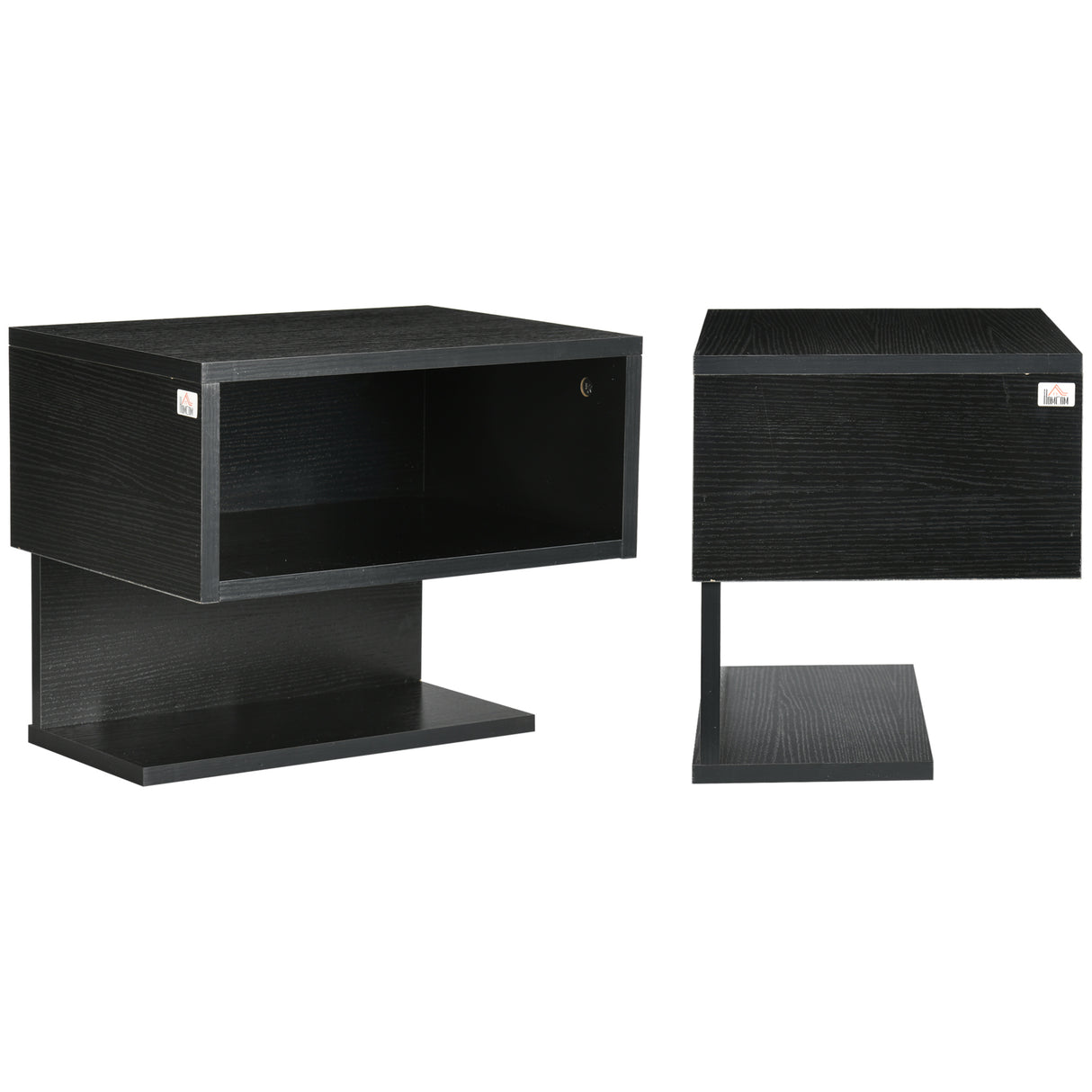 easycomfort easycomfort comodini sospesi da parete set 2 pezzi in mdf con ripiano aperto e piano dappoggio 40x29 5x33 5cm nero