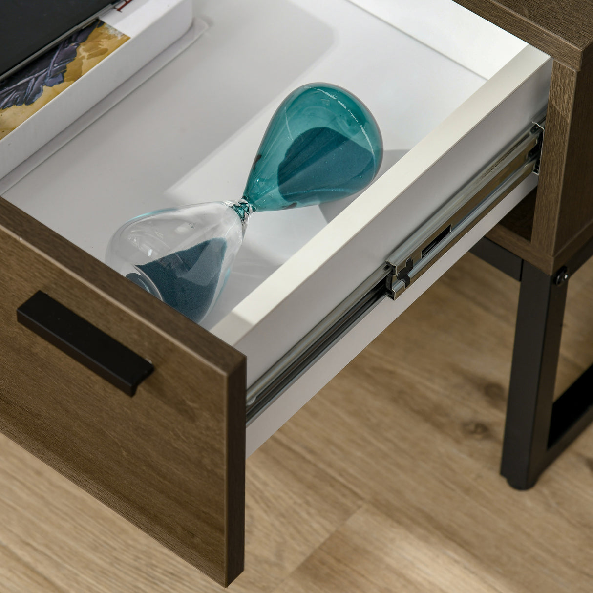 easycomfort easycomfort comodino stile industriale con cassetto tavolino da salotto in legno e acciaio 53x41 5x37cm grigio