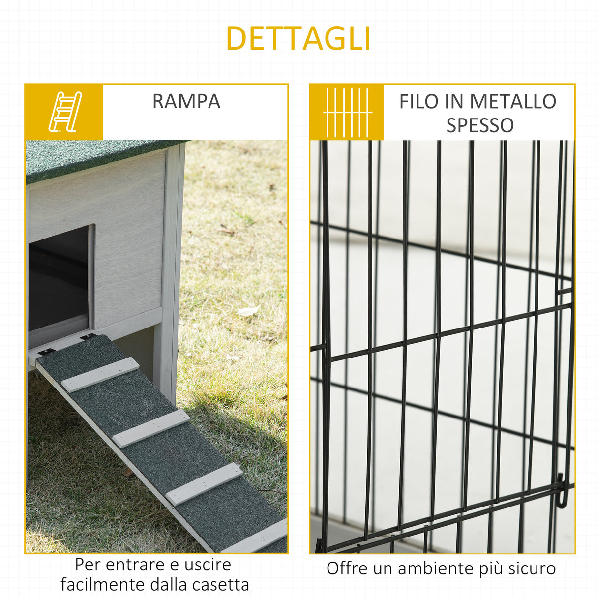 easycomfort easycomfort conigliera a 2 livelli in legno dabete per esterni con tetto in asfalto 154 5x52 5x68 5cm grigio