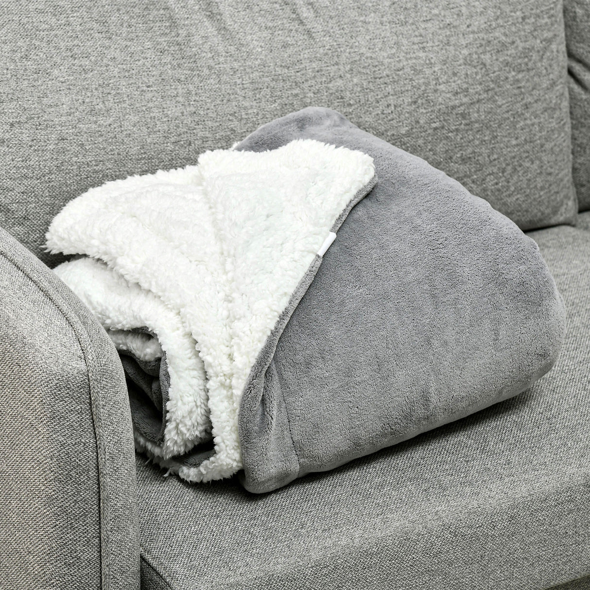 easycomfort easycomfort coperta double face in flanella 220 gsm e sherpa 260 gsm per interno ed esterno 203x152x0 5 cm grigio