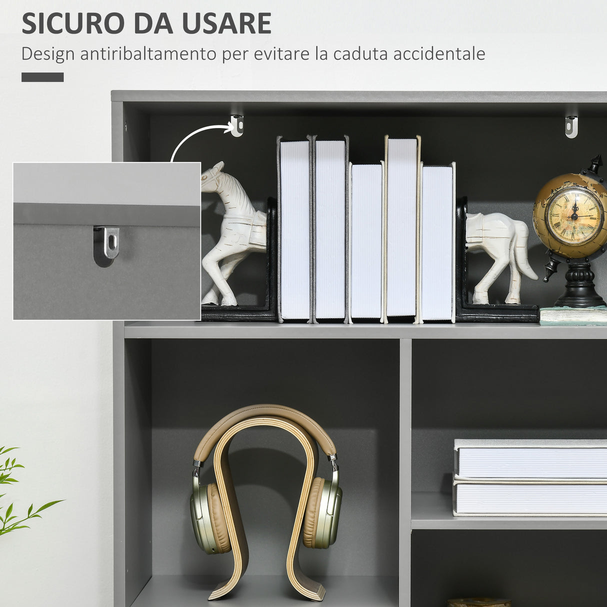 easycomfort easycomfort credenza da cucina in truciolato e metallo con 6 ripiani aperti e armadietto a 2 livelli 76x40x179 cm