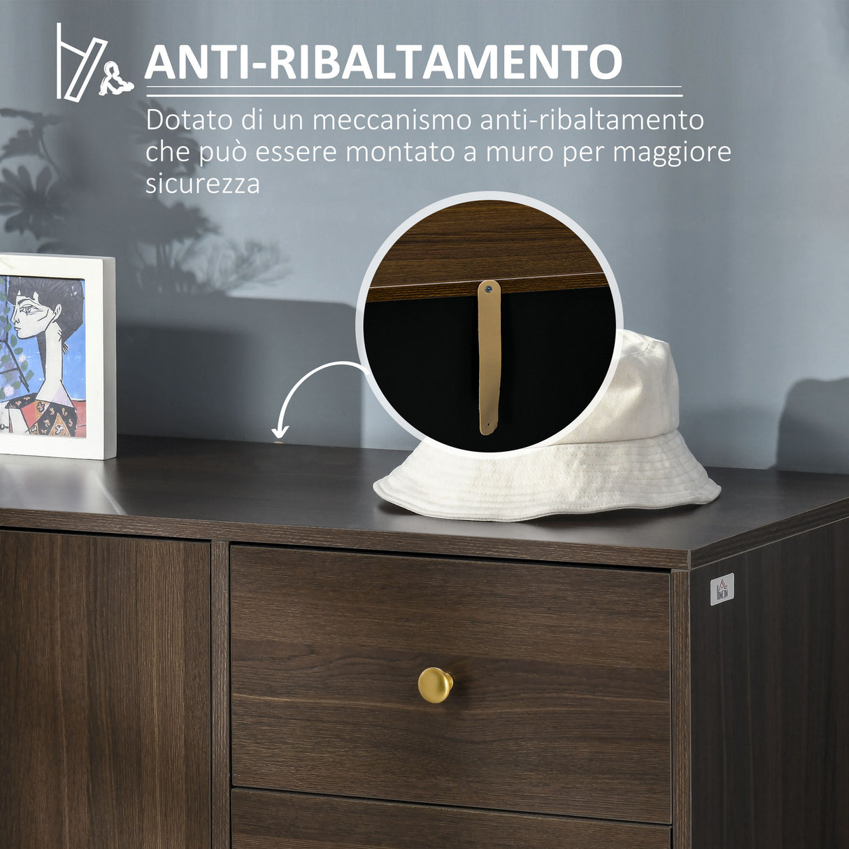 easycomfort easycomfort credenza moderna 3 cassetti e ripiano interno regolabile in mdf 120x42 5x80cm marrone