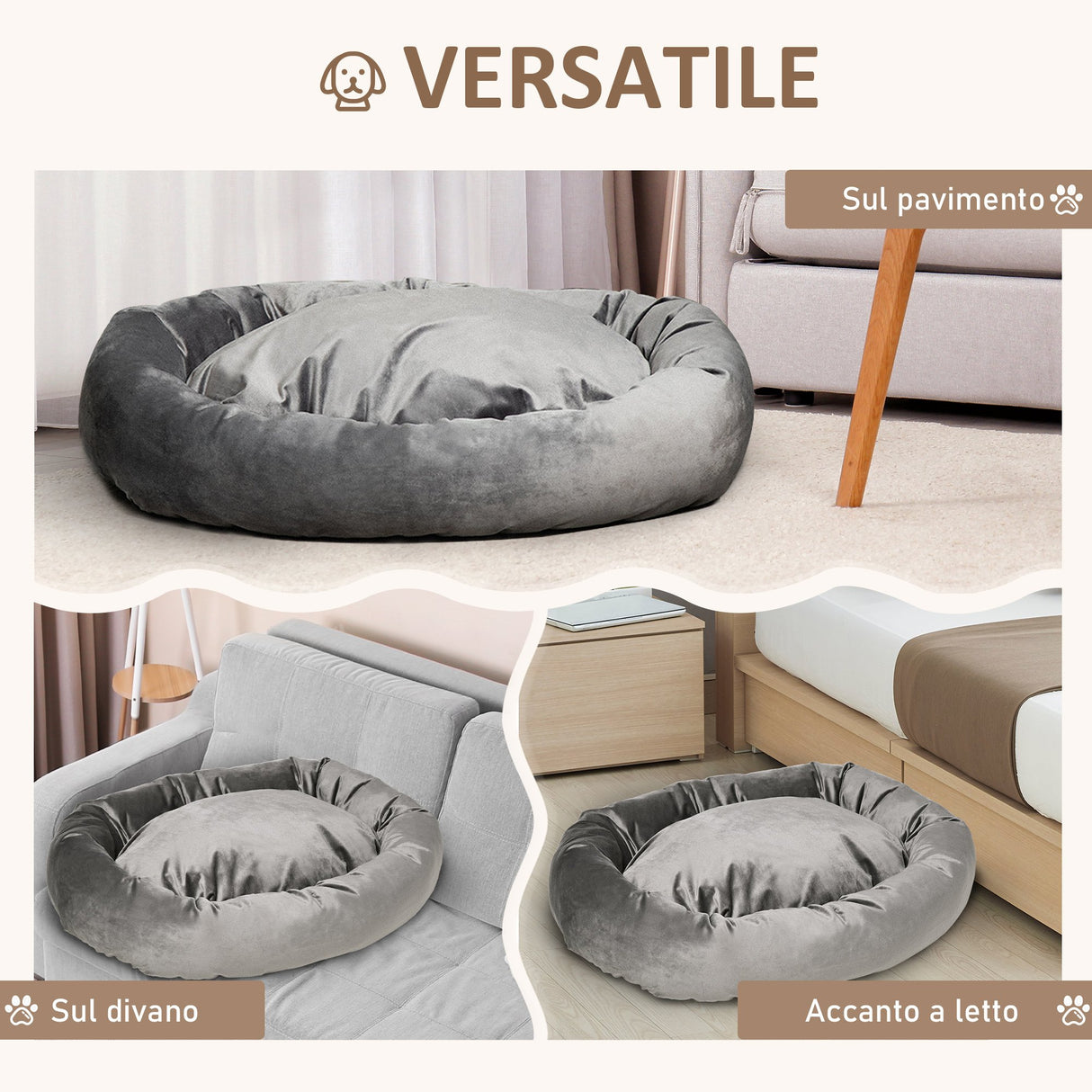 easycomfort easycomfort cuccia per cani imbottita con bordi rialzati e cuscino rivestimento in velluto sfoderabile 102x74x23cm grigio scuro