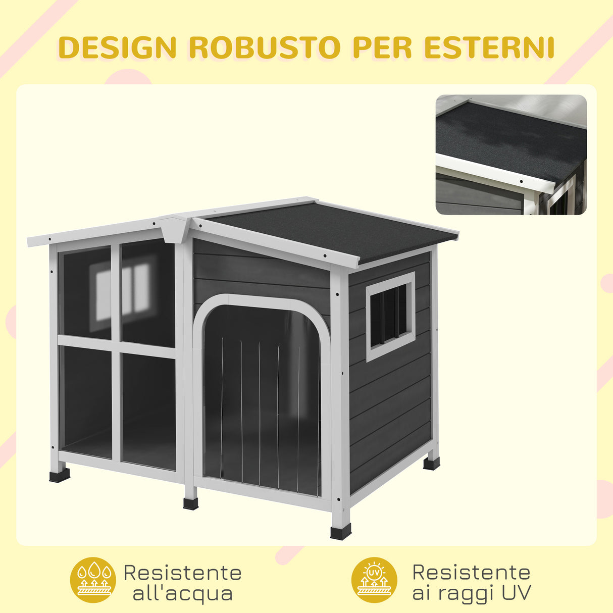 easycomfort easycomfort cuccia per cani taglia media da esterno in legno con tetto apribile 101x66 5x70 5 cm grigio