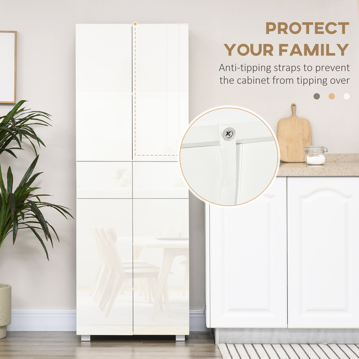 easycomfort easycomfort dispensa cucina con 4 ante 3 ripiani regolabili e mensole a 5 livelli in mdf e truciolato 60x35x170 cm bianco