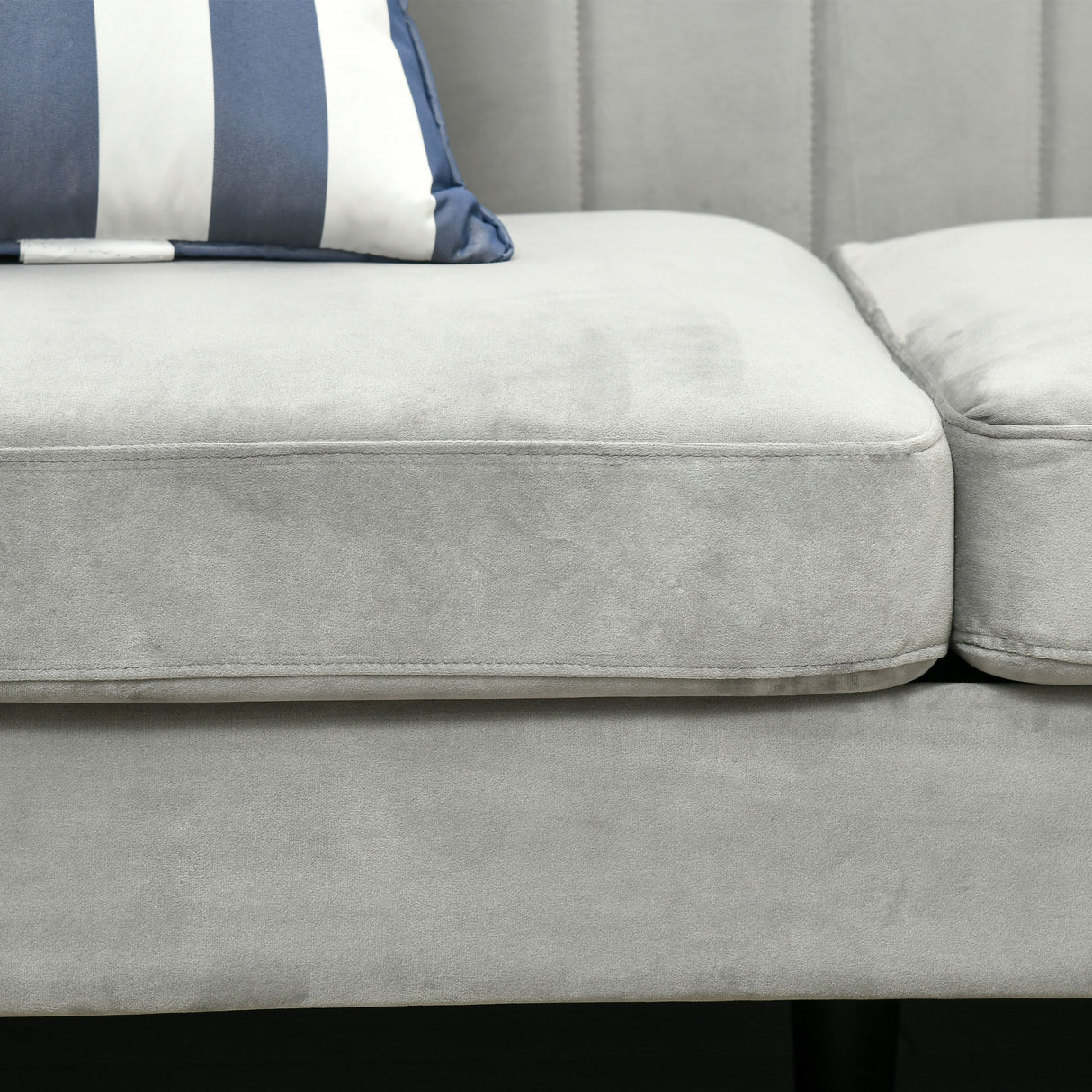 easycomfort easycomfort divano 3 posti in velluto grigio con 5 piedini e doghe 199x72x75cm