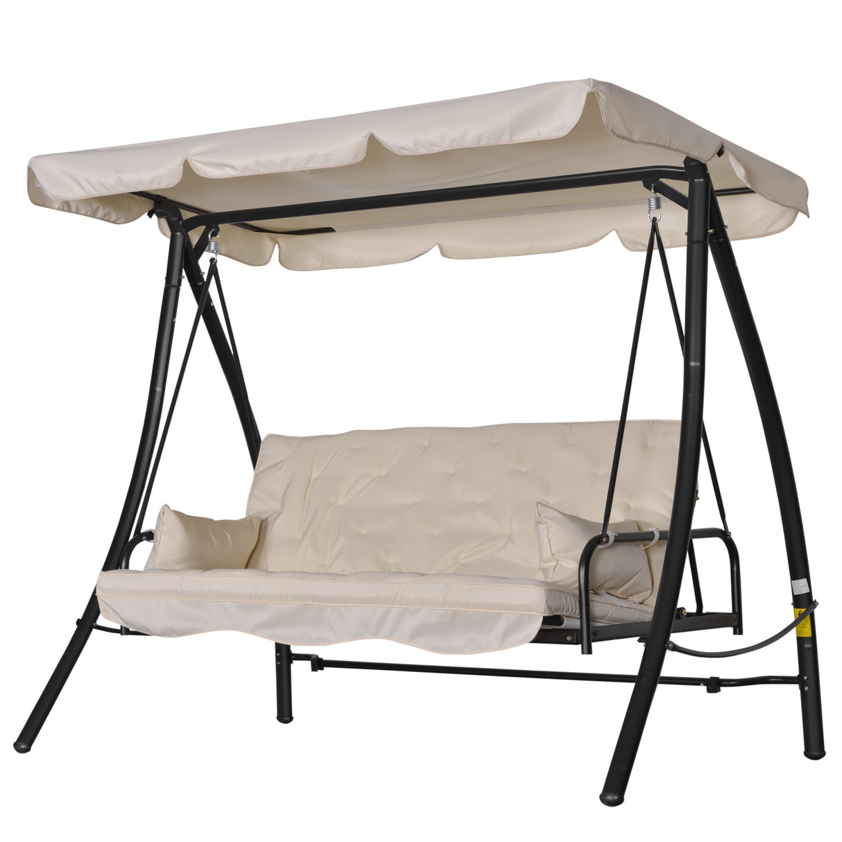 easycomfort easycomfort dondolo da giardino 3 posti con tetto reclinabile convertibile in letto 209x114x170cm beige