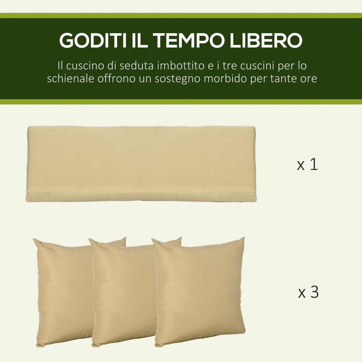 easycomfort easycomfort dondolo da giardino 3 posti in acciaio e poliestere con tetto inclinabile e cuscini 190x120x178 cm