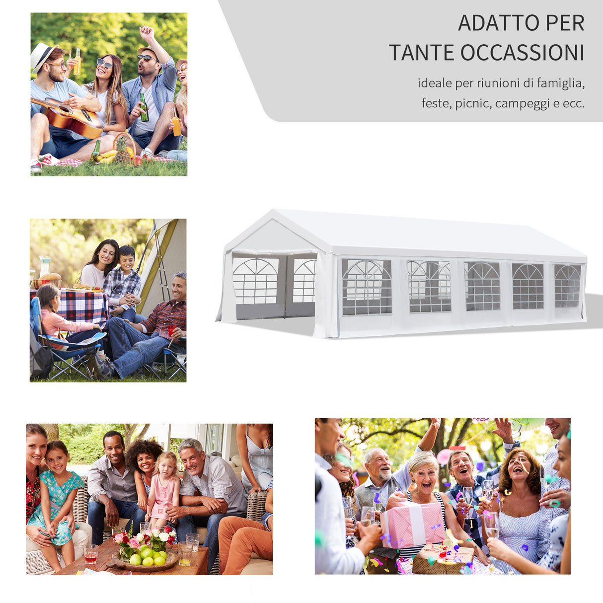 easycomfort easycomfort gazebo da giardino 9 75x4 85m con pareti rimovibili e finestre acciaio e poliestere