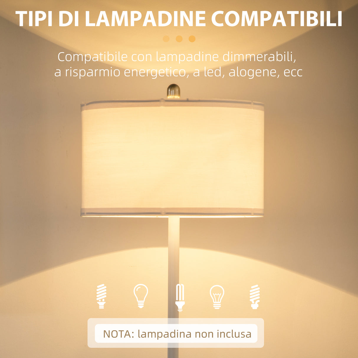 easycomfort easycomfort lampada da terra a piantana con 2 mensole e paralume in tessuto 40x163cm bianco