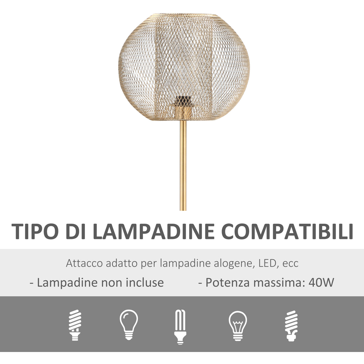 easycomfort easycomfort lampada da terra moderna in metallo con paralume dal design sferico e27 40w 35x150cm oro
