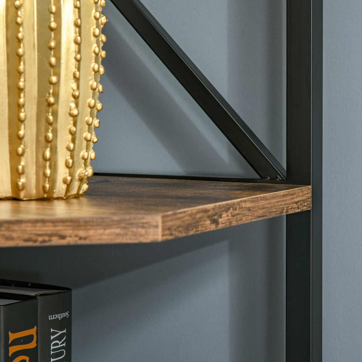 easycomfort easycomfort libreria angolare a muro scaffale stile industriale in legno e metallo con 5 ripiani 39x39x175cm marrone rustico