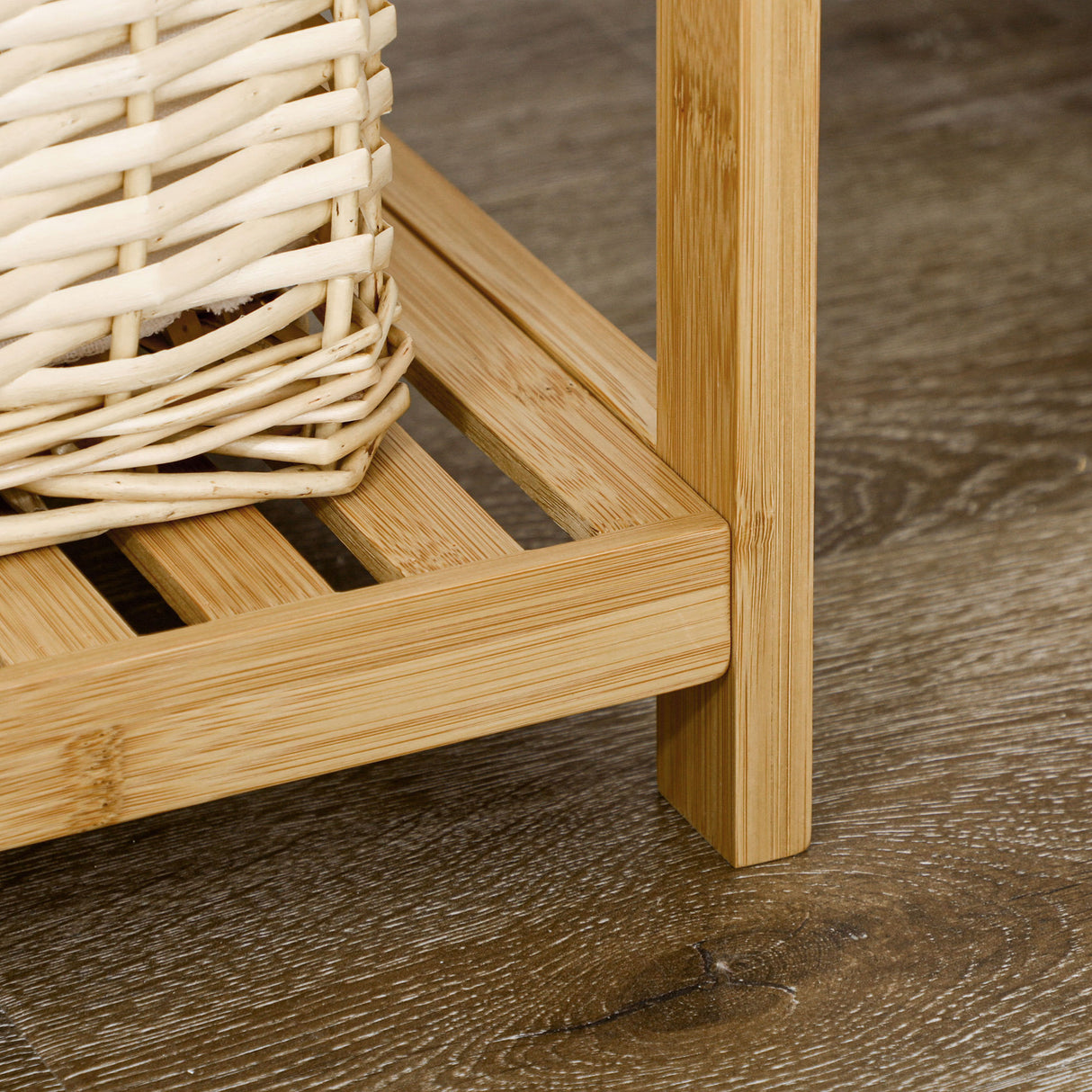 easycomfort easycomfort mobile con scaffali in bambu e mdf con vassoio removibile 42 8x33x70cm bianco e color legno