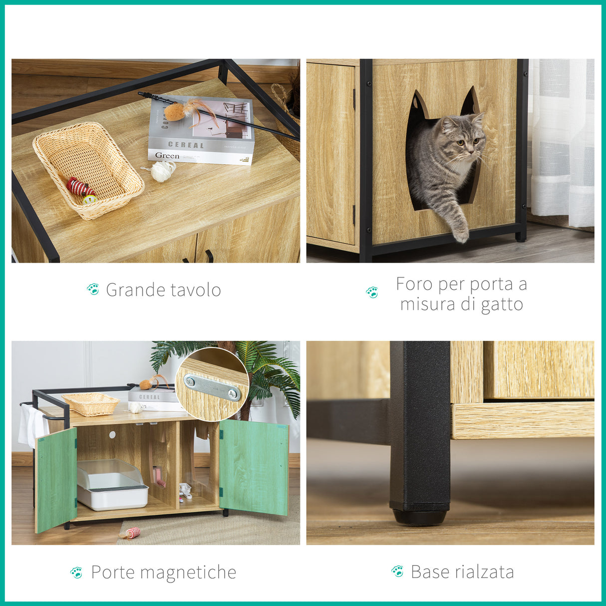 easycomfort easycomfort mobile lettiera per gatti con 2 ante e ingresso laterale 82 3x51x54cm color legno e nero