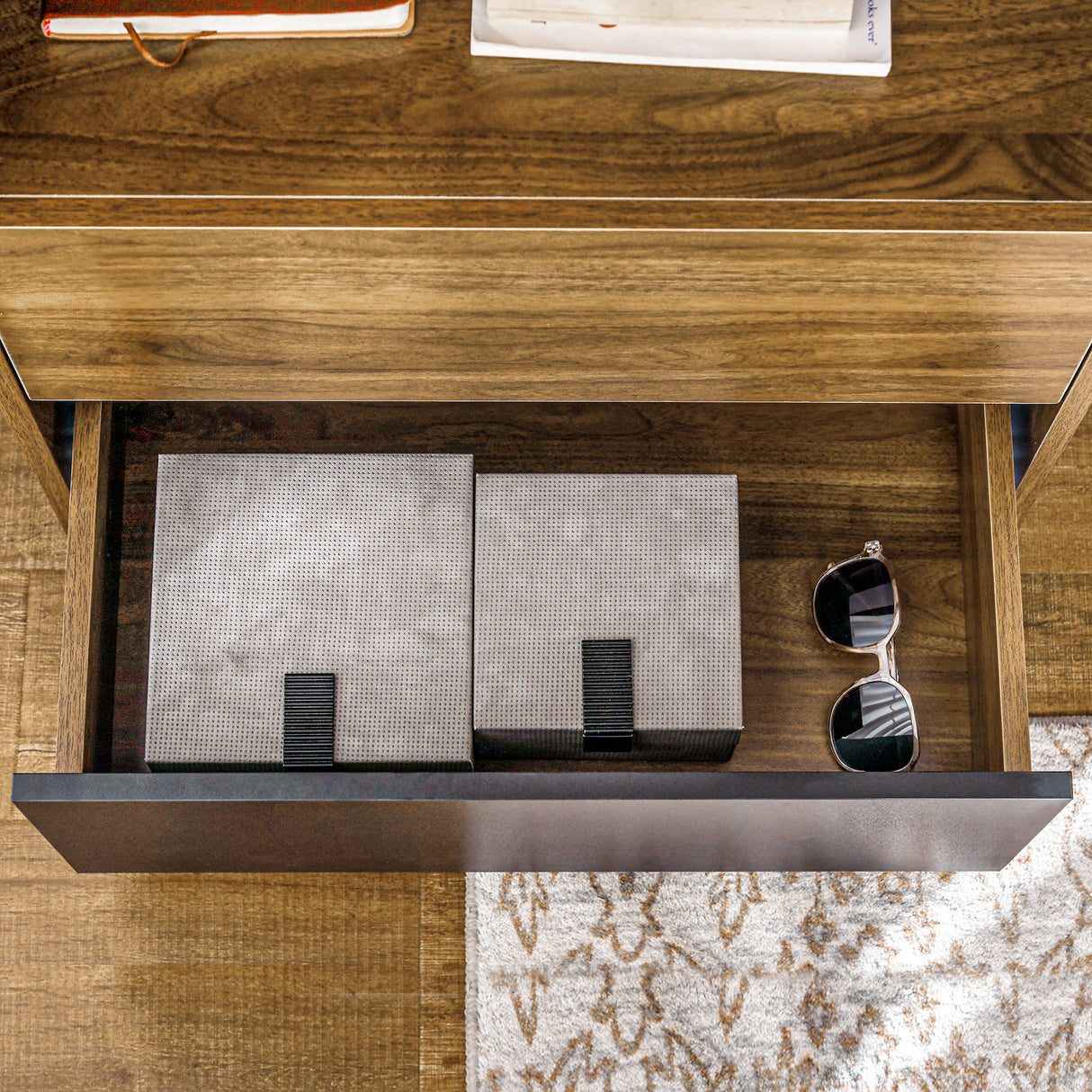 easycomfort easycomfort mobile multiuso con ripiano aperto e 2 cassetti in truciolato 60x48x78 cm marrone