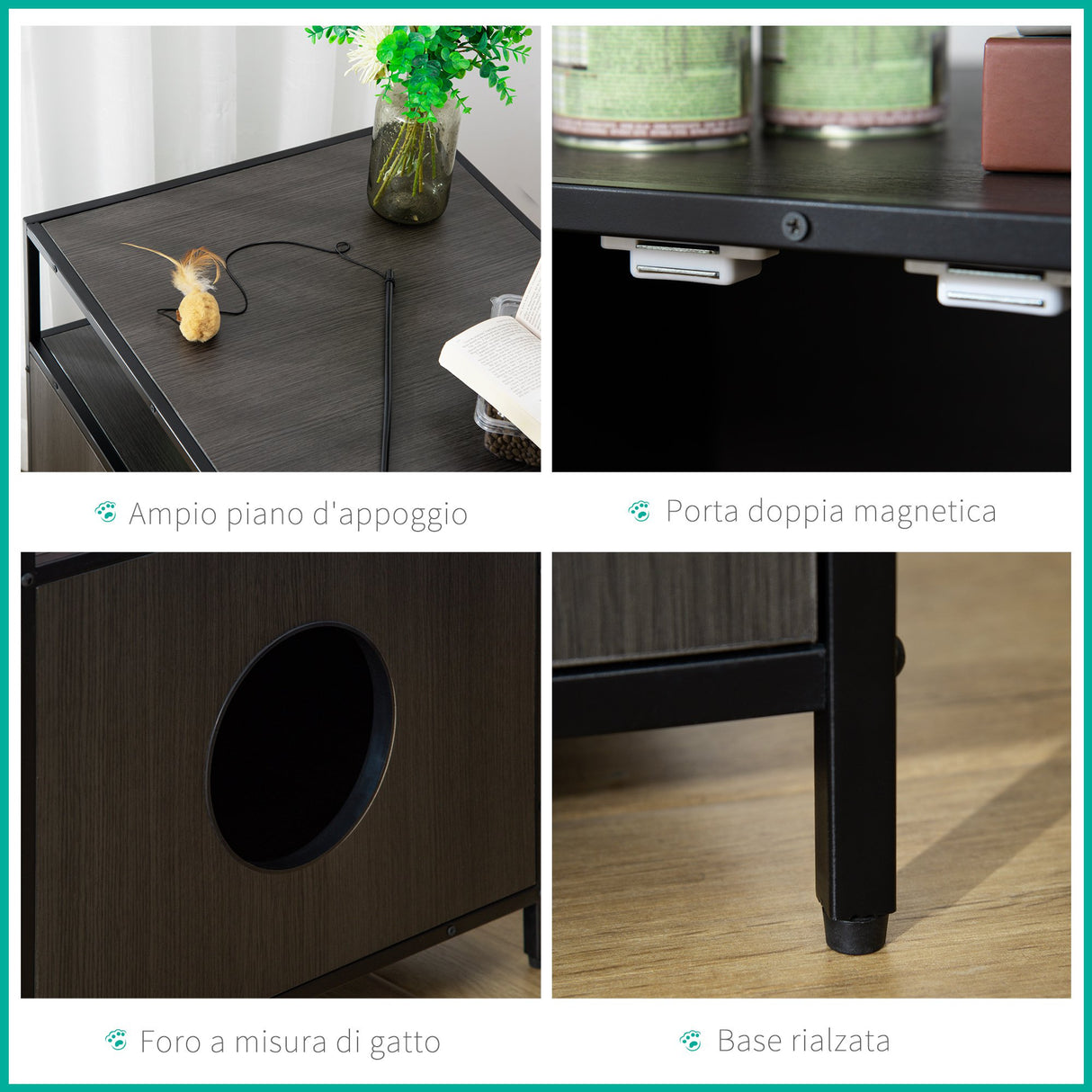 easycomfort easycomfort mobile per lettiera gatti in legno e acciaio con 2 ante magnetiche 70x55x65 5cm nero