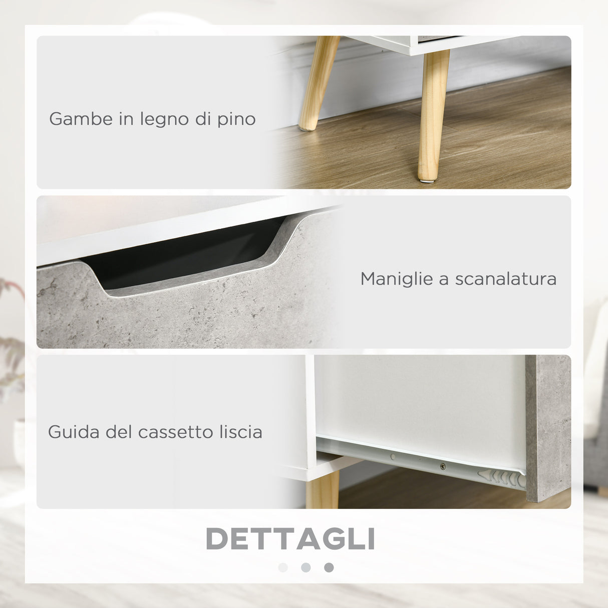 easycomfort easycomfort mobile tv moderno con cassetti e mensole in legno per tv fino 50 117x39x56 7cm bianco e grigio